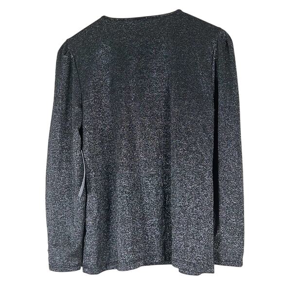 Liz Claiborne NWT Black and Silver Metallic Blouse - Picture 5 of 7